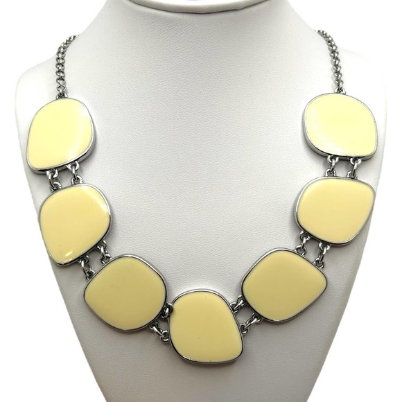 Signed Geometric REVERSIBLE Statement Necklace Blue Ombre and Creme GA - Picture 3 of 7